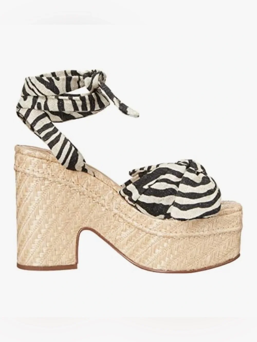 Sam Edelman Zebra-Print Woven Platform Sandal - Black & White Size 8.5